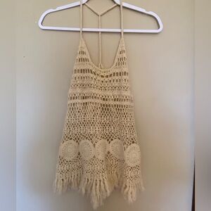 Crochet Tank Top in Cream Small